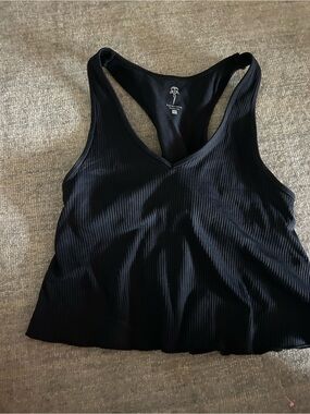 Electric Rose Black Ribbed Racerback Tank Top - ACCEPTING OFFERS